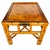 Beautiful 1970s Italian burnt bamboo end table with solid cast brass handles and a tray top with oyster burl veneer...
