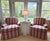 A Pair of Custom Pink Plaid Pleated Skirt Lounge Chairs by Vanguard Some chairs are designed to disappear politely into a...