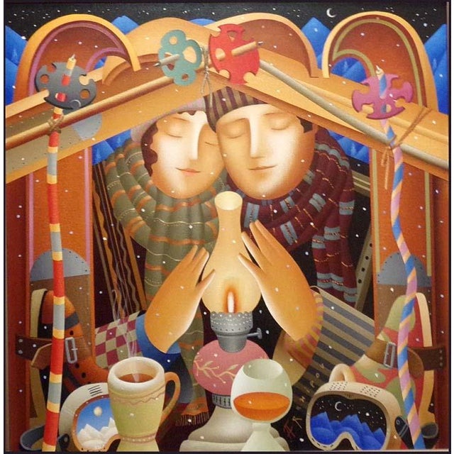 "Winter Evening" (framed) by Anton Arkhipov Original Oil Painting on Canvas Image Size :32" x 32" Framed size : 42" x 42"...