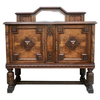 19th Century Catalan Spanish Buffet with 2 Doors and Mirror Crest For Sale