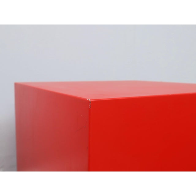 Original set of three cubic fiberglass stools/side tables, crafted in Italy during the 1960s, distinguished by their...