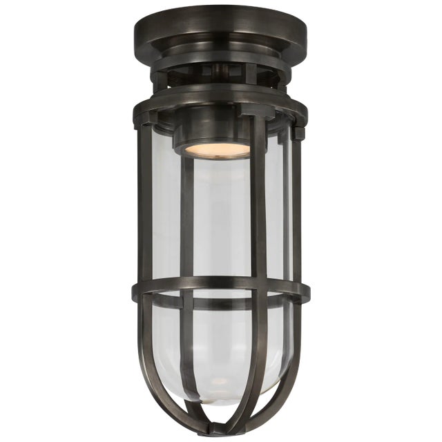 Gracie Tall Flush Mount in Bronze with Clear Glass Designer: Chapman & Myers Canopy: 4.75" Round Mounting: Flush Shade...