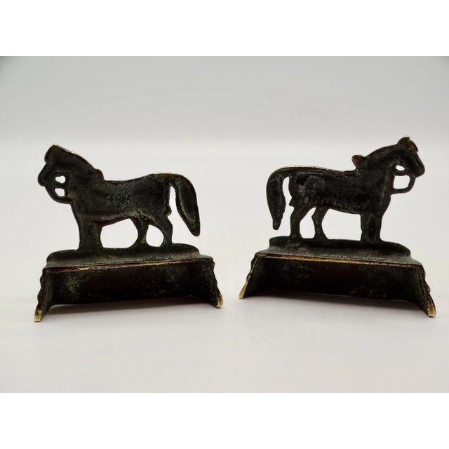 Antique English Gilt Brass Shire Horse Mantle Decorations, a Pair For Sale - Image 4 of 6