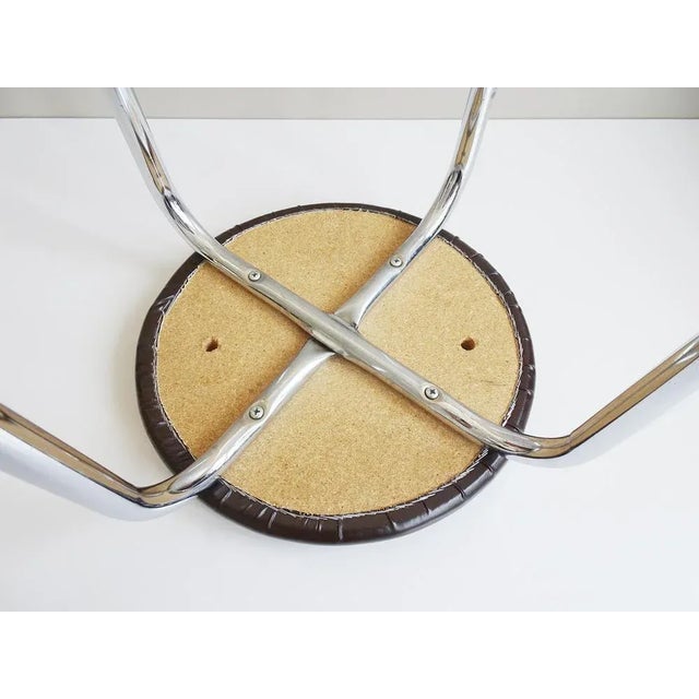 Brown Stool with Chrome Frame, 1970s For Sale - Image 4 of 11