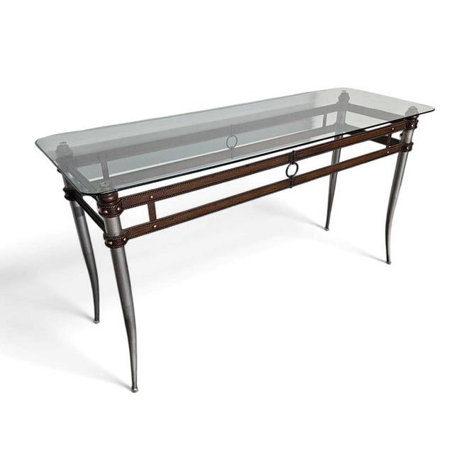 Console Table with Glass Top, 1980s For Sale - Image 4 of 4