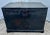 Antique Black Lacquer Trunk Chinese Wedding Chest Hand Painted Coffee Table 30" For Sale - Image 4 of 12