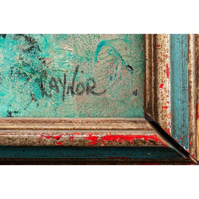 Contemporary Harold Laynor "Overglow" Abstract Composition Oil For Sale - Image 3 of 5