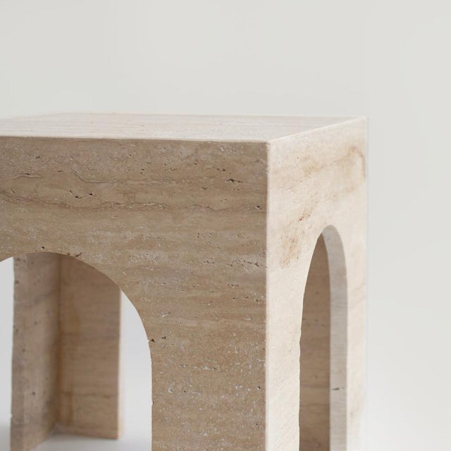 Postmodern Travertine Arch Side Table from Kiwano Concept For Sale - Image 3 of 8