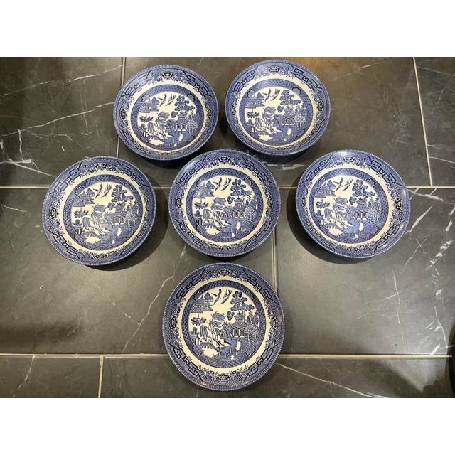 Churchill Vintage Blue Willow Churchill Bowls Made in Staffordshire England- a Set of 6 For Sale - Image 4 of 10
