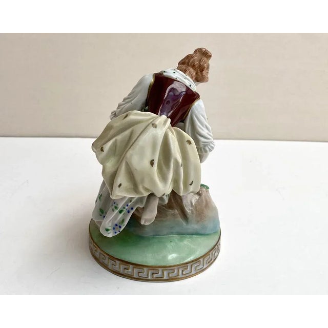 Ceramic Vintage Ornate Lady with Flowers Figurine, Dresden, Germany For Sale - Image 7 of 9