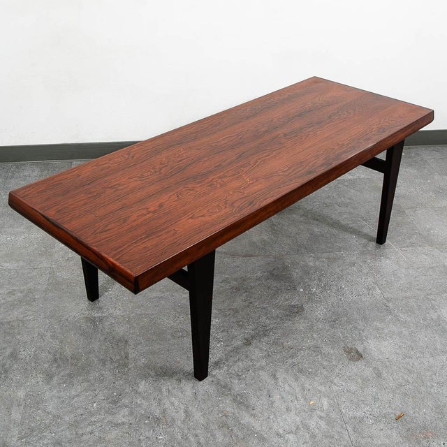 Mid Century Danish Modern Coffee Table Rosewood MCM Vintage Denmark 60 in MCM For Sale - Image 4 of 10