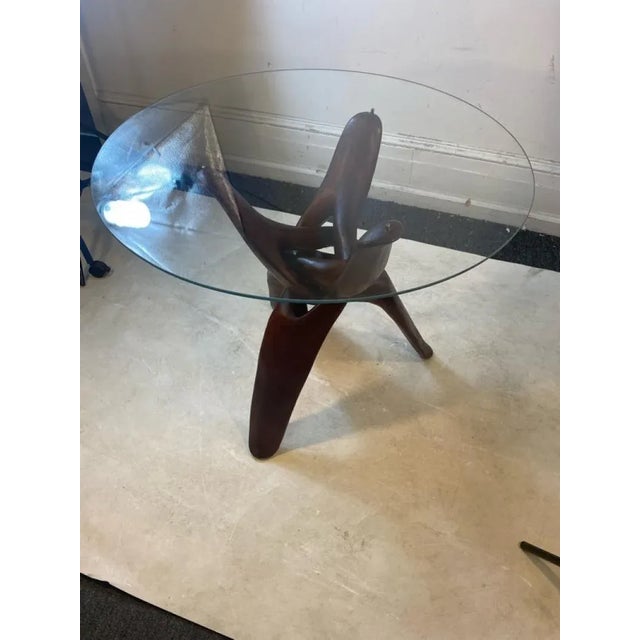 Brown 1950s Modernist Organic Sculpted Interlocking Wood Table Attributed to Vladimir Kagan For Sale - Image 8 of 13