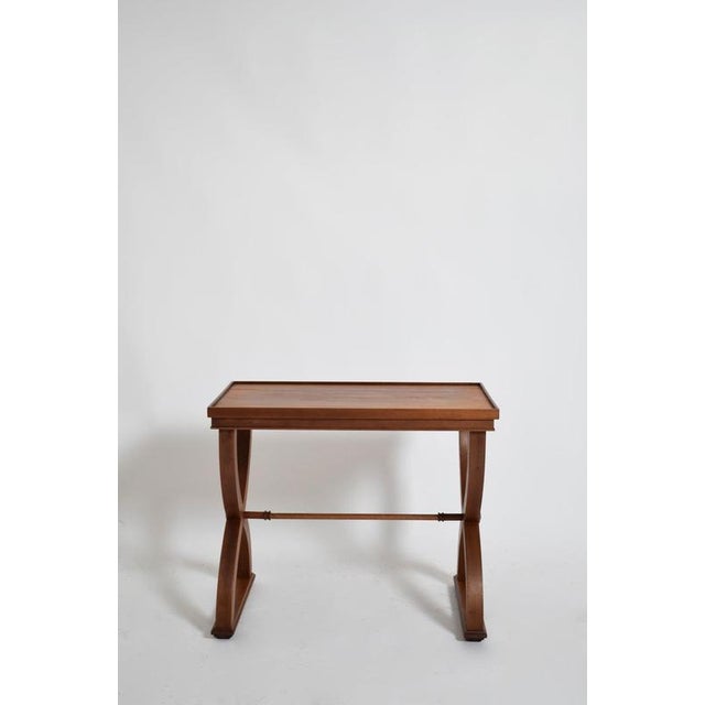 Curule neoclassical side table, 1940s. Height: 55 cm - 21.65 in Length: 66 cm - 25.98 in Width: 40 cm - 15.75 in
