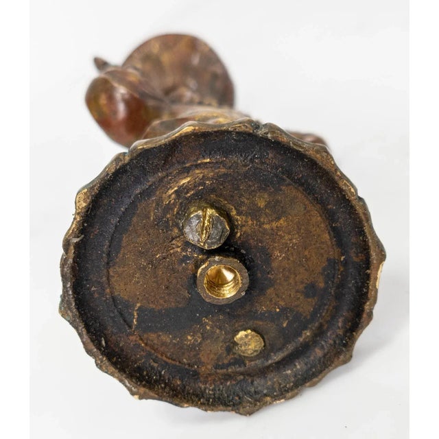 Antique Early 20th Century Bronze Colonial Figure Candle Stick For Sale - Image 10 of 11