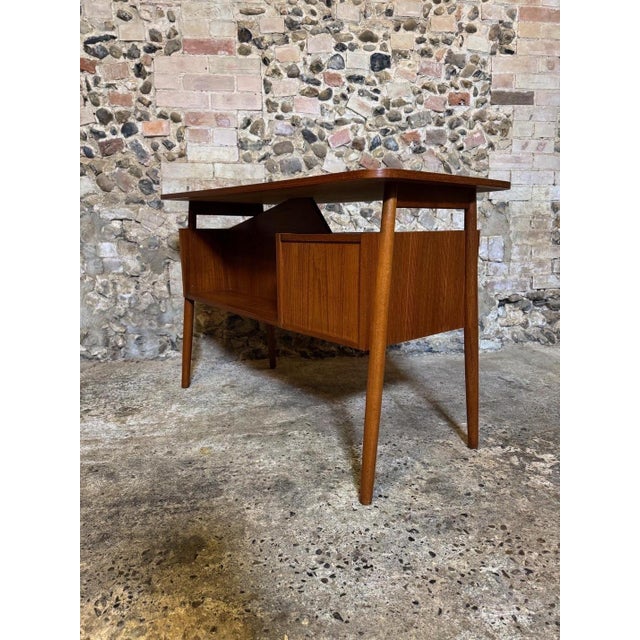 Small Vintage Danish Teak Desk by Gunnar Nielsen for Tibergaard, 1960 For Sale - Image 12 of 18