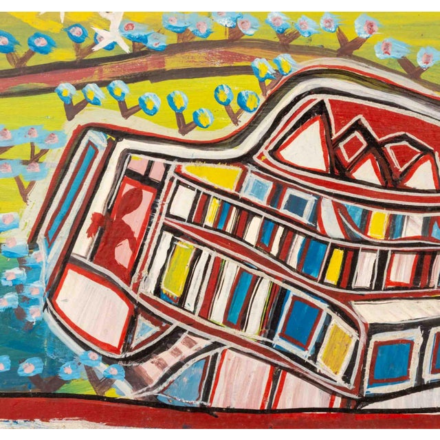 Folk Art Allan Zion "Three Roosters" Oil on Masonite, 1980 For Sale - Image 3 of 9