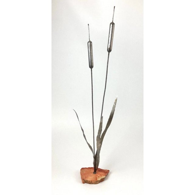 Late 20th Century Brutalist Steel Cattail Table Top Sculpture Signed For Sale - Image 5 of 13