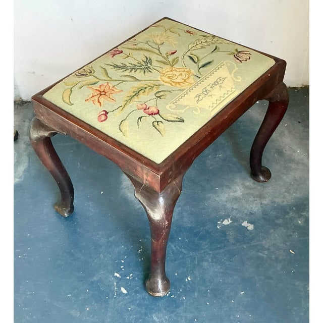 Vintage Boho Embroidered Foot Stool For Sale In West Palm - Image 6 of 6