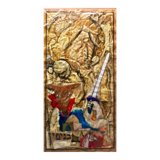 Archie Rand, Tribe of Benjamin, Large Judaica Mixed Media Collage Painting For Sale