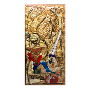 Archie Rand, Tribe of Benjamin, Large Judaica Mixed Media Collage Painting