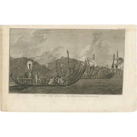 Early 19th Century J. Cook, Illustration of the Fleet of Proas of Tahiti, 1803, Print For Sale - Image 5 of 5