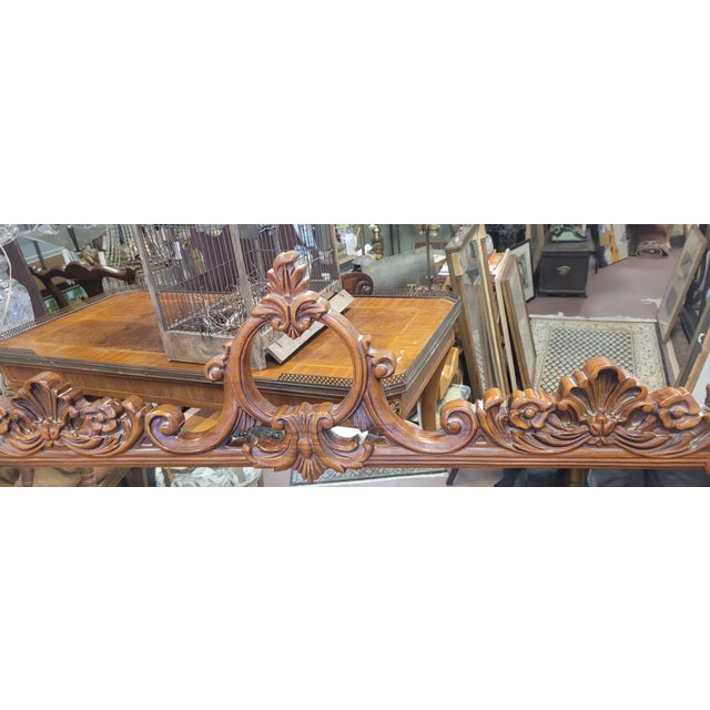 1940s Large 1940s Mahogany Carved Mantel Mirror For Sale - Image 5 of 13