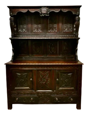 Carved Oak Dresser with Kings, 18th Century