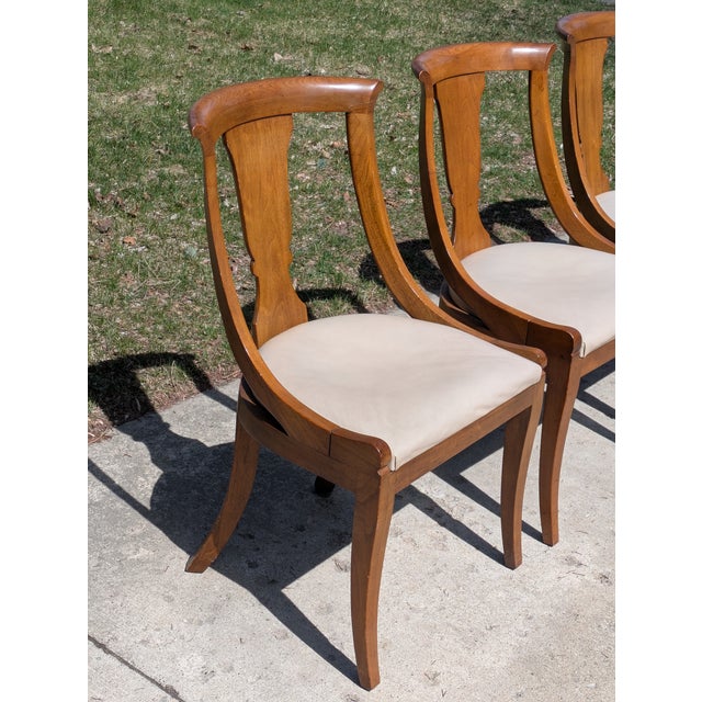 Brown 4 Mid 20th Century Baker Style Dining Chairs Regency Klismos Style For Sale - Image 8 of 10