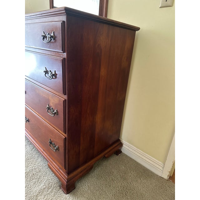 1950s 1950s L. & J. G. Stickley Solid Cherry 8-Drawer Georgian Dresser For Sale - Image 5 of 7