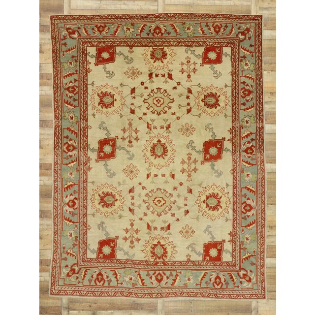 Antique Turkish Oushak Rug with Modern Style - 09'00 X 12'02 For Sale In Dallas - Image 6 of 7