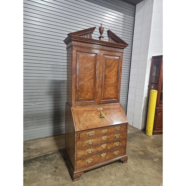 Late 20th Century Baker Historic Charleston Chippendale Mahogany Secretary Desk With Bookcase For Sale - Image 10 of 10