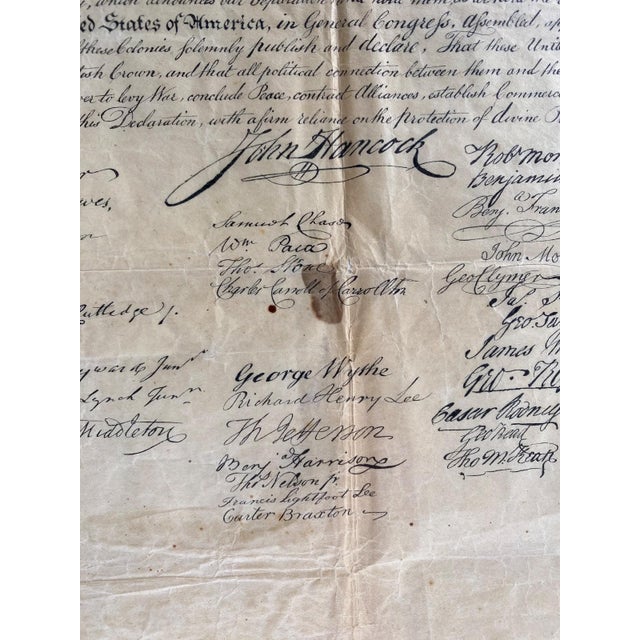 American Declaration of Independence 1895 Sherwood Lithograph Rare Bicentennial Framed For Sale - Image 3 of 12