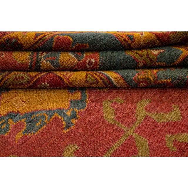 Red Antique Turkish Oushak Handmade Allover Designed Wool Rug For Sale In New York - Image 6 of 13