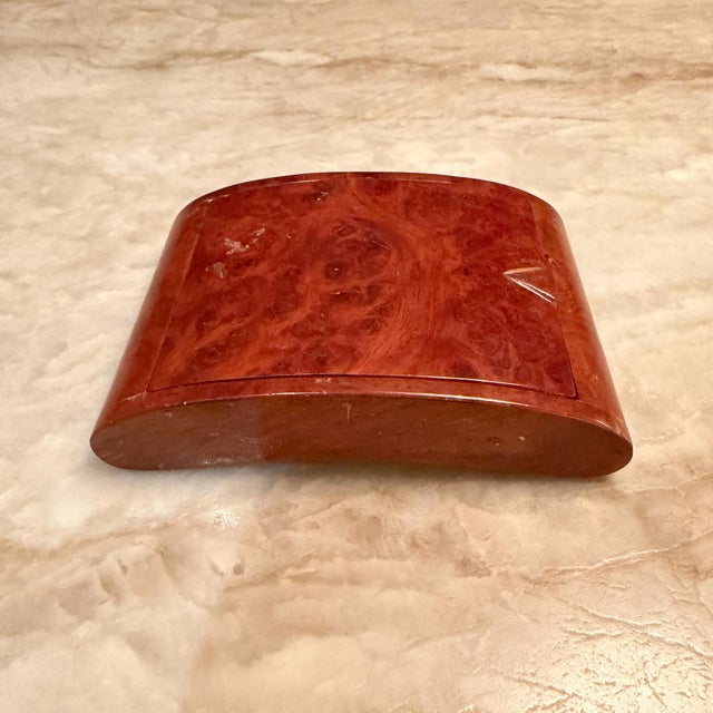 Milo Baughman Collectible Vintage Antique Small Wooden Box Burlwood Cigarette Jewelry For Sale - Image 4 of 10