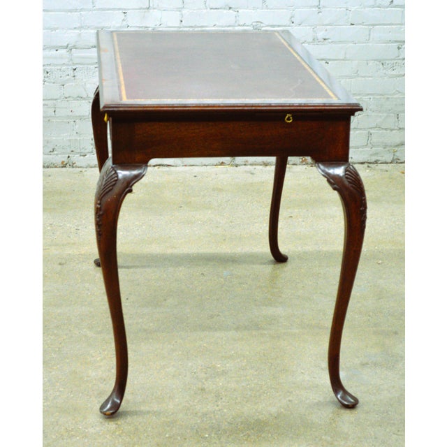 1990s Romweber Thornhill House Collection Carleton Varney Norris Wakefield Mahogany Leather Writing Desk For Sale - Image 5 of 17