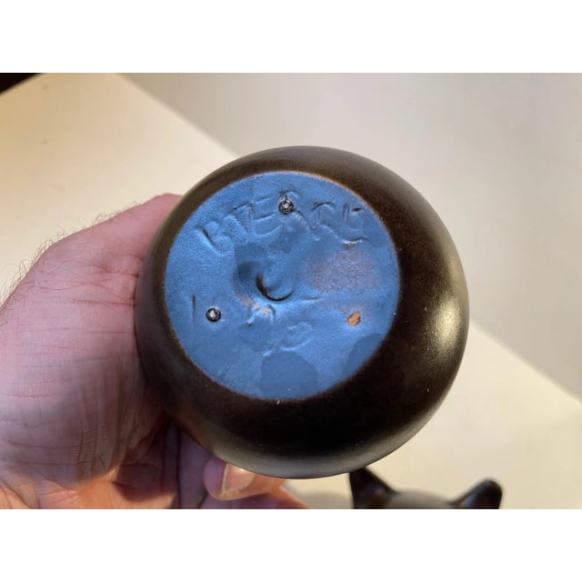 Scandinavian Glazed Ceramic Cat Vase by Bjerre, 1970s For Sale - Image 4 of 11