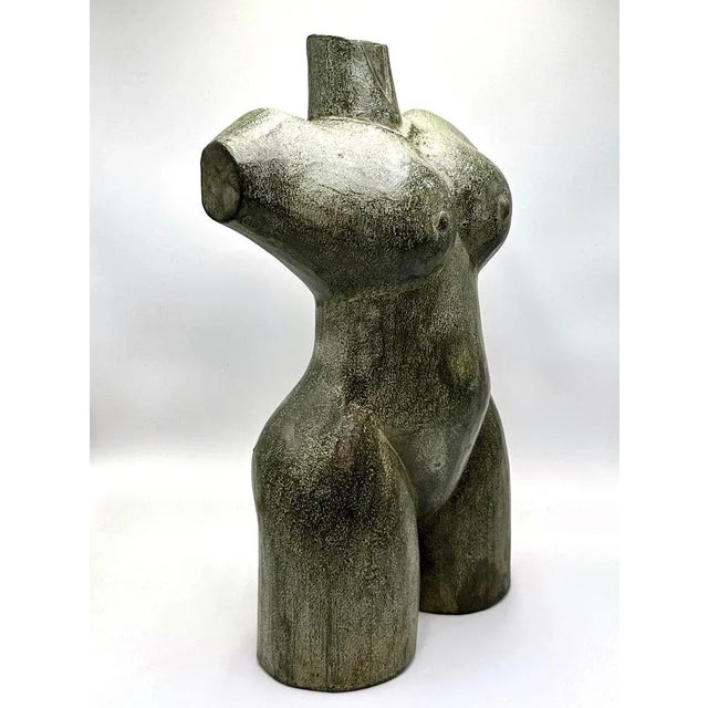 1920s Art Deco Female Torso Sculpture, 1920s, Carved Wood For Sale - Image 5 of 12