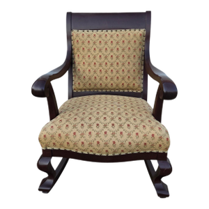 Antique French Carved Empire Rocking Chair Armchair Mahogany Lounge Rocker