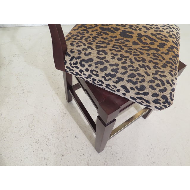 Hancock & Moore Leopard Print Counter Height Swivel Chairs a Pair
