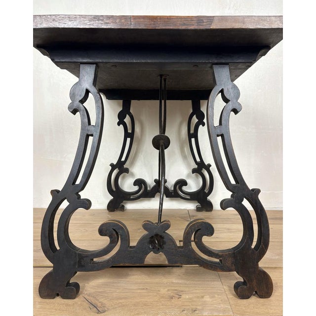 Spanish Baroque Style Side Table with Floral Marquetry Top and Ebonized Base, 1930 For Sale - Image 13 of 15