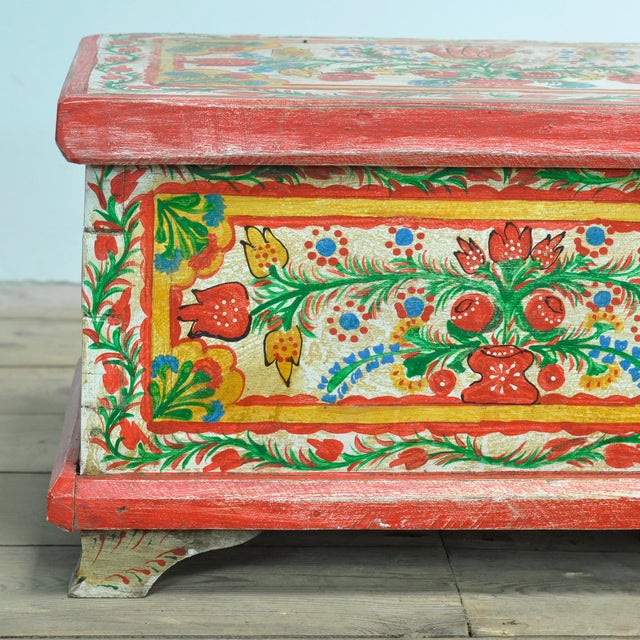Wood Small Folk Art Chest, 1930 For Sale - Image 7 of 12
