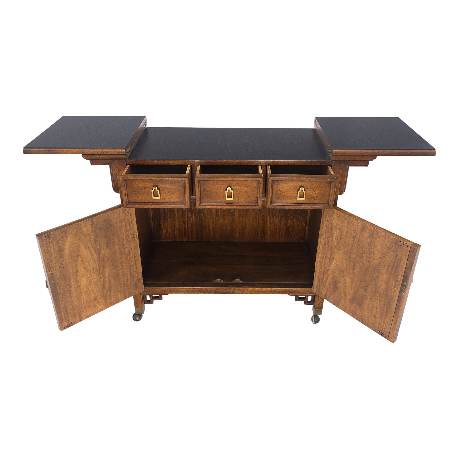 Flip Top Drop Brass Pulls 3 Drawers Two Door Compartment Server Cabinet ...