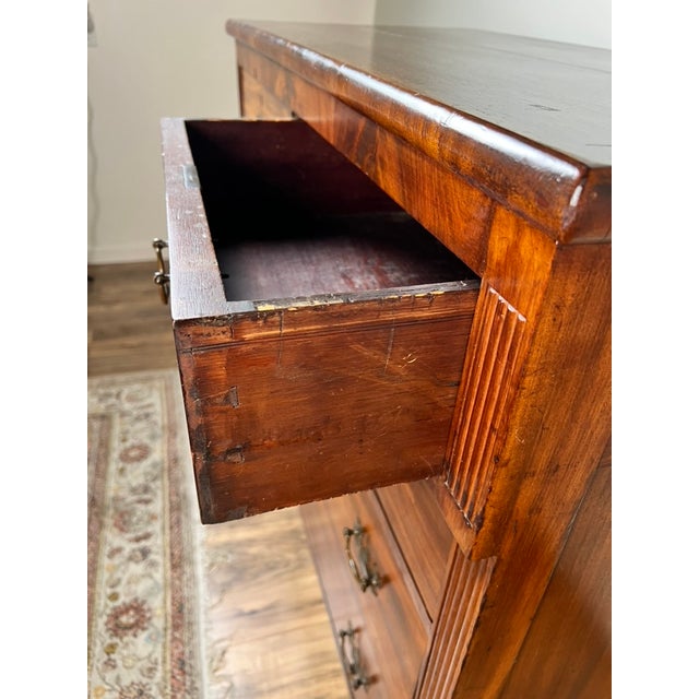 Brown Antique George III Sheraton Flame Mahogany Chest of Drawers C. Early 19th Century For Sale - Image 8 of 10