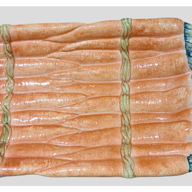 Rare Vintage Large Ceramic Carrot Platter measuring 19” Long 10'' Deep 2.5'' High, Made in Marostica Italy. Good condition...
