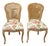 Pair Vintage Italian Rococo Wood and Cane Side Chairs For Sale