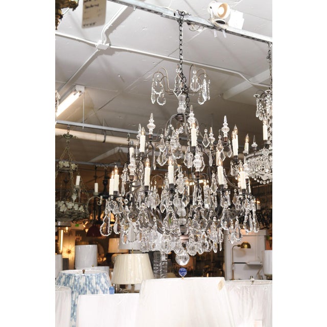 Early 20th Century XL 18-Light Crystal & Bronze Louis XV Chandelier France For Sale - Image 10 of 14