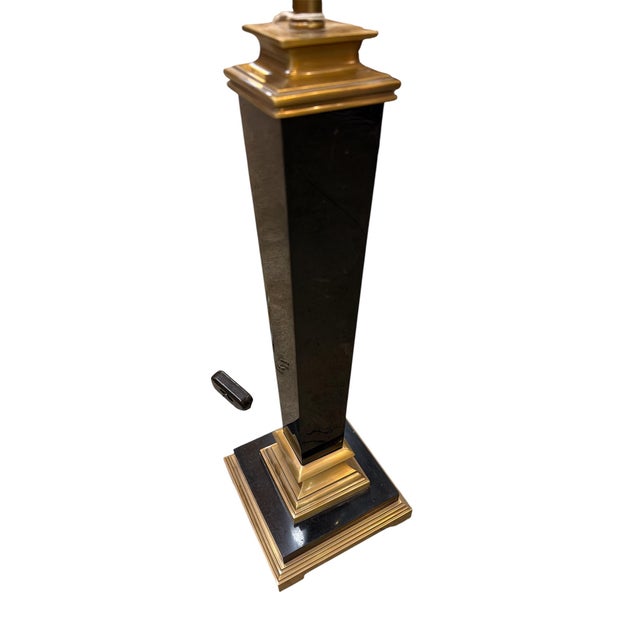Vintage Neoclassical Black Marble and Brass Table Lamp For Sale - Image 4 of 7