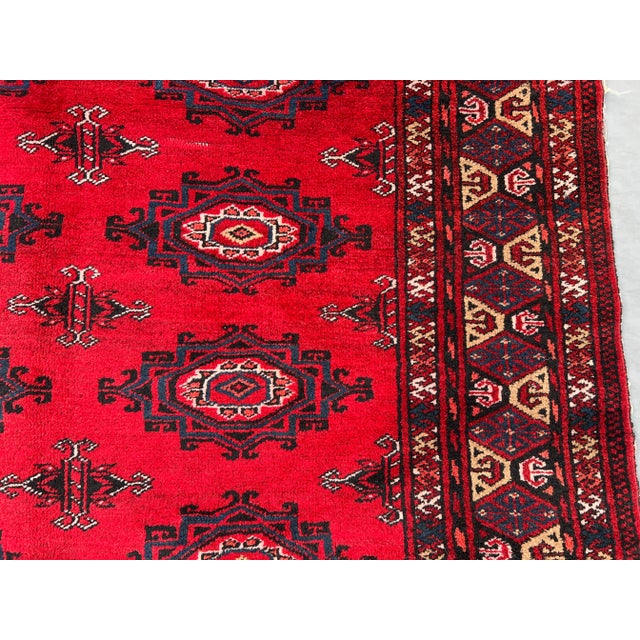 3'6" X 6'6" Vintage Afghan Hand-Knotted Baluchi Rug, Geometric Soft Wool Pile Display Rug For Sale - Image 11 of 12