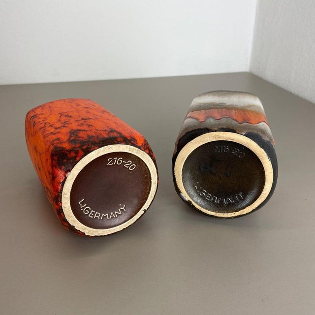 Fat Lava Orange Pottery Vases from Scheurich, Germany, 1970s, Set of 2 For Sale - Image 18 of 18