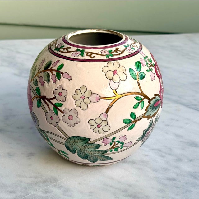 Ceramic Chinese Chinoiserie Floral Vase For Sale - Image 7 of 12